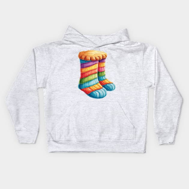 Gingerbread Socks Kids Hoodie by Chromatic Fusion Studio